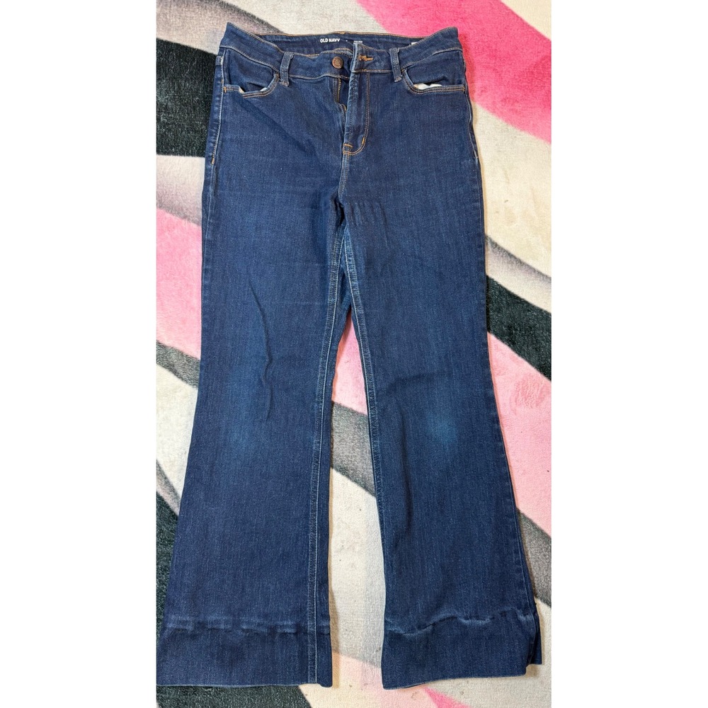 Old Navy High Rise Flare Jeans Womens 6 Dark Wash Denim Pants High Waisted